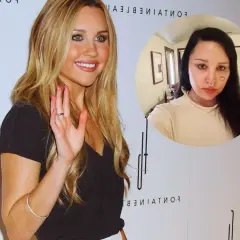 Amanda Bynes w dwóch odsłonach. Wesoła blondynka i jej obecny wizerunek z serduszkiem na policzku. Ona to on obsada.