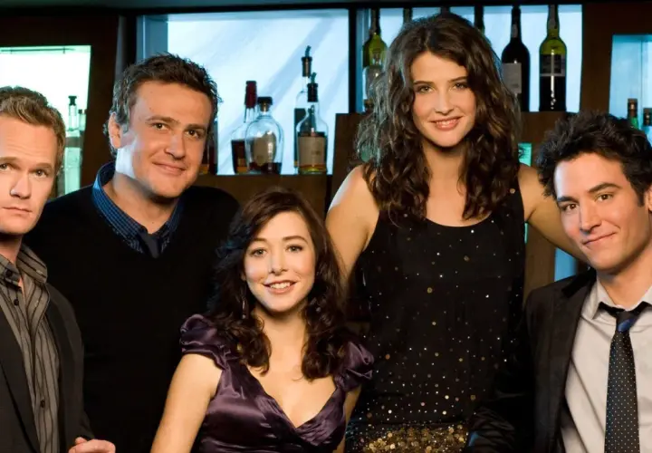 Jak poznałem waszą matkę obsada: Barney, Marshall, Lily, Robin i Ted w barze.