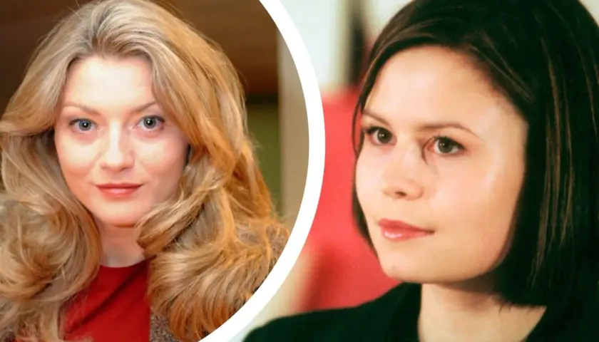 Dwie aktorki z serialu "samo życie obsada": blondynka z kręconymi włosami i brunetka z krótką fryzurą.