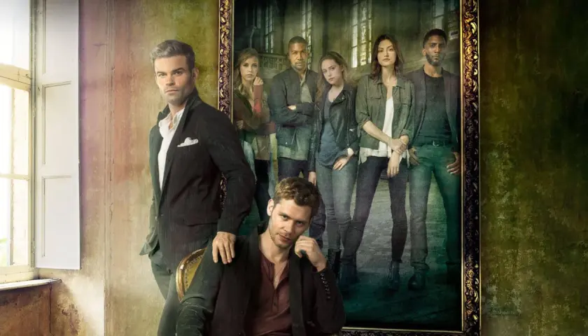 The Originals obsada: Elijah, Klaus, Rebekah, Freya, Kol i Hayley pozują do portretu.