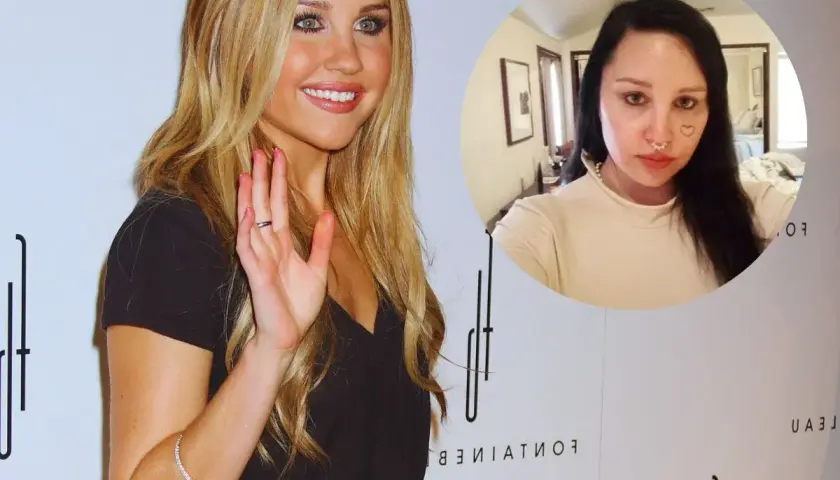 Amanda Bynes w dwóch odsłonach. Wesoła blondynka i jej obecny wizerunek z serduszkiem na policzku. Ona to on obsada.