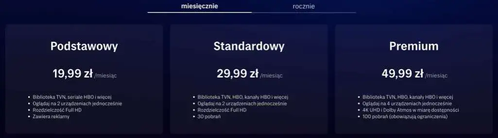 Max pakiety porównanie funkcji