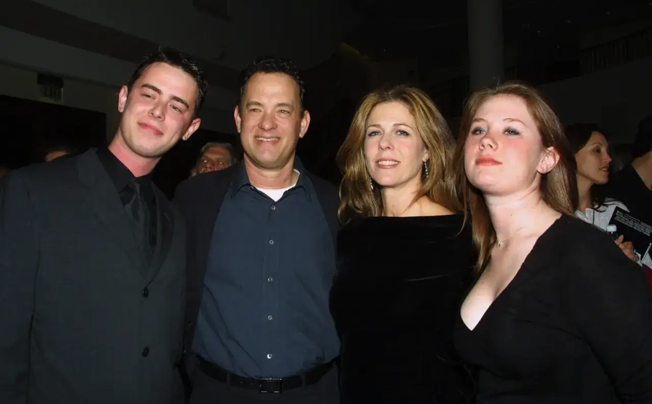 Tom Hanks z żoną Ritą Wilson i dwójką dzieci, Elizabeth i Colinem.