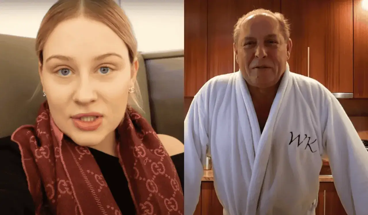 Andziaks z szalikiem i mężczyzna w szlafroku. Ciekawe, ile lat ma ojczym Andziaks?